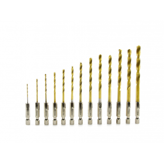 Grąžtai metalui HSS 1.5-6.5mm 13vnt. su šešiakampiu galu 1/4
