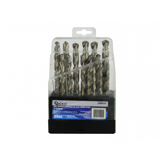 Grąžtų metalui komplektas HSS / 1-13mm / 25 dalių