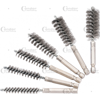 ŠEPEČIŲ KOMPLEKTAS KIAURYMĖMS 1/4" (Ø 8-19 MM) Plieniniai